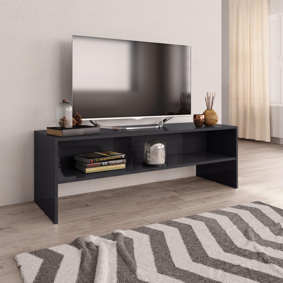 Chunhelife - Meuble TV Gris brillant 120 x 40 x 40 cm Aggloméré - Meubles TV, Hi-Fi