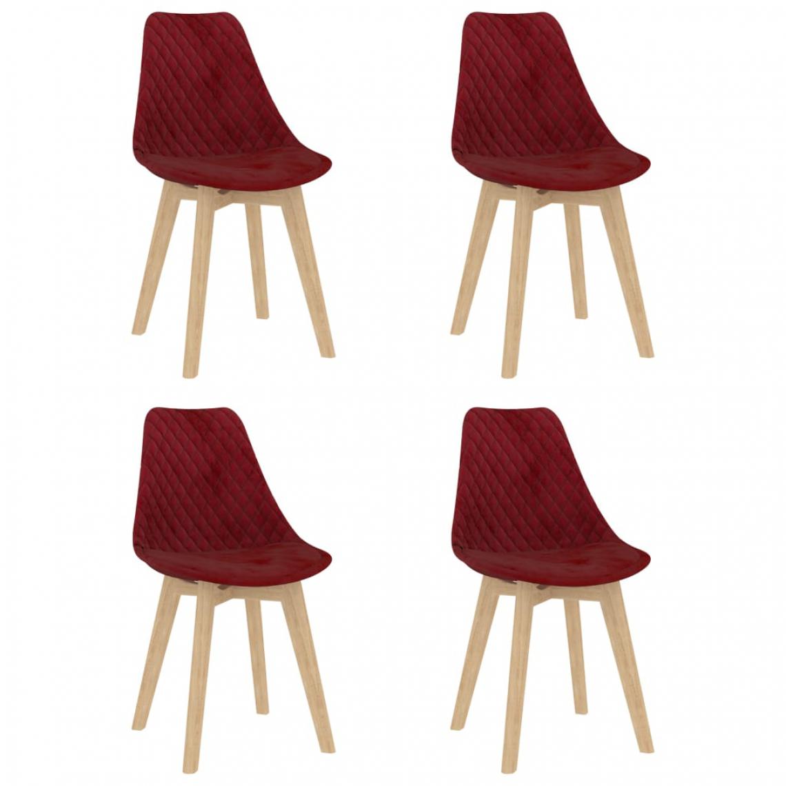 Vidaxl - vidaXL Chaises de salle à manger 4 pcs Rouge bordeaux Velours - Chaises