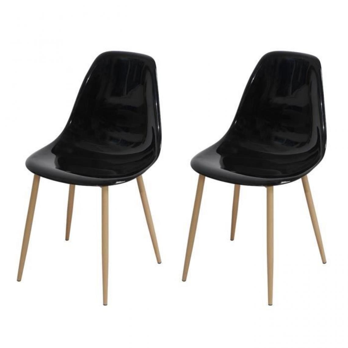 Cstore - Lot de 2 chaises cristal transparent noir - L 47 x P 54 x H 84 cm - CLODY - Chaises