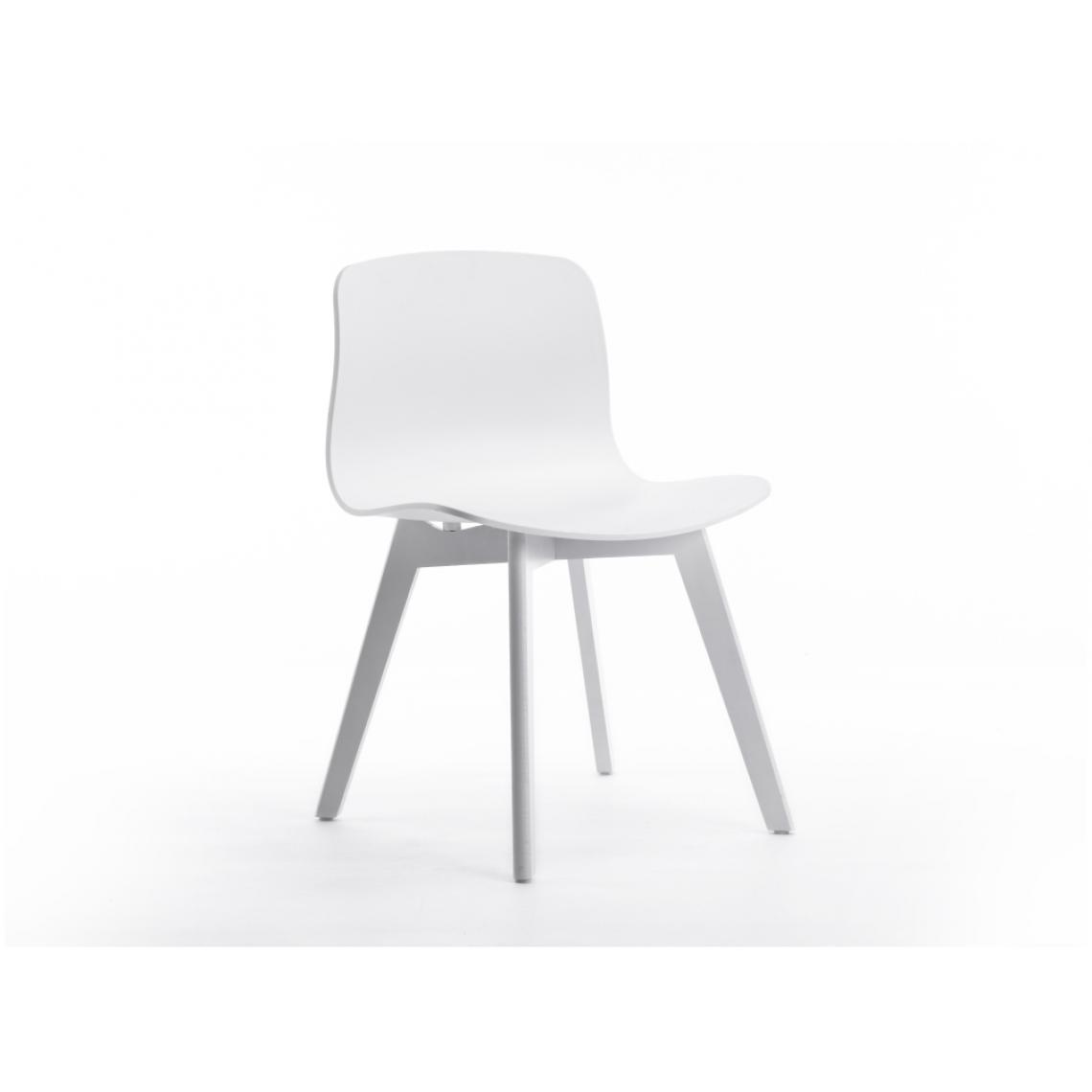 Usinestreet - Lot de 2 chaises design LOLY avec pieds en bois teinté - Blanc - Chaises