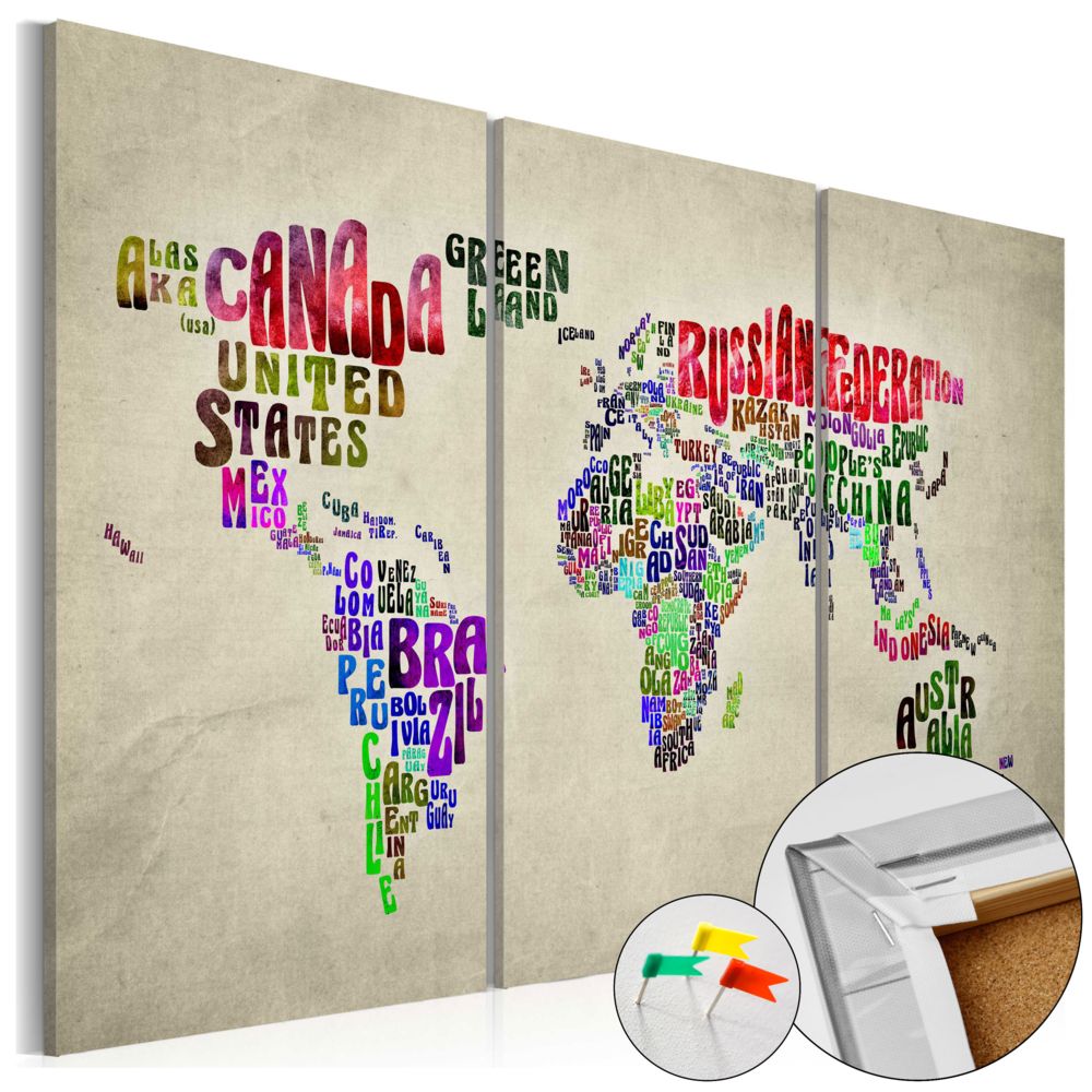 Bimago - Tableau en liège - Colorful Countries [Cork Map] - Décoration, image, art | - Tableaux, peintures