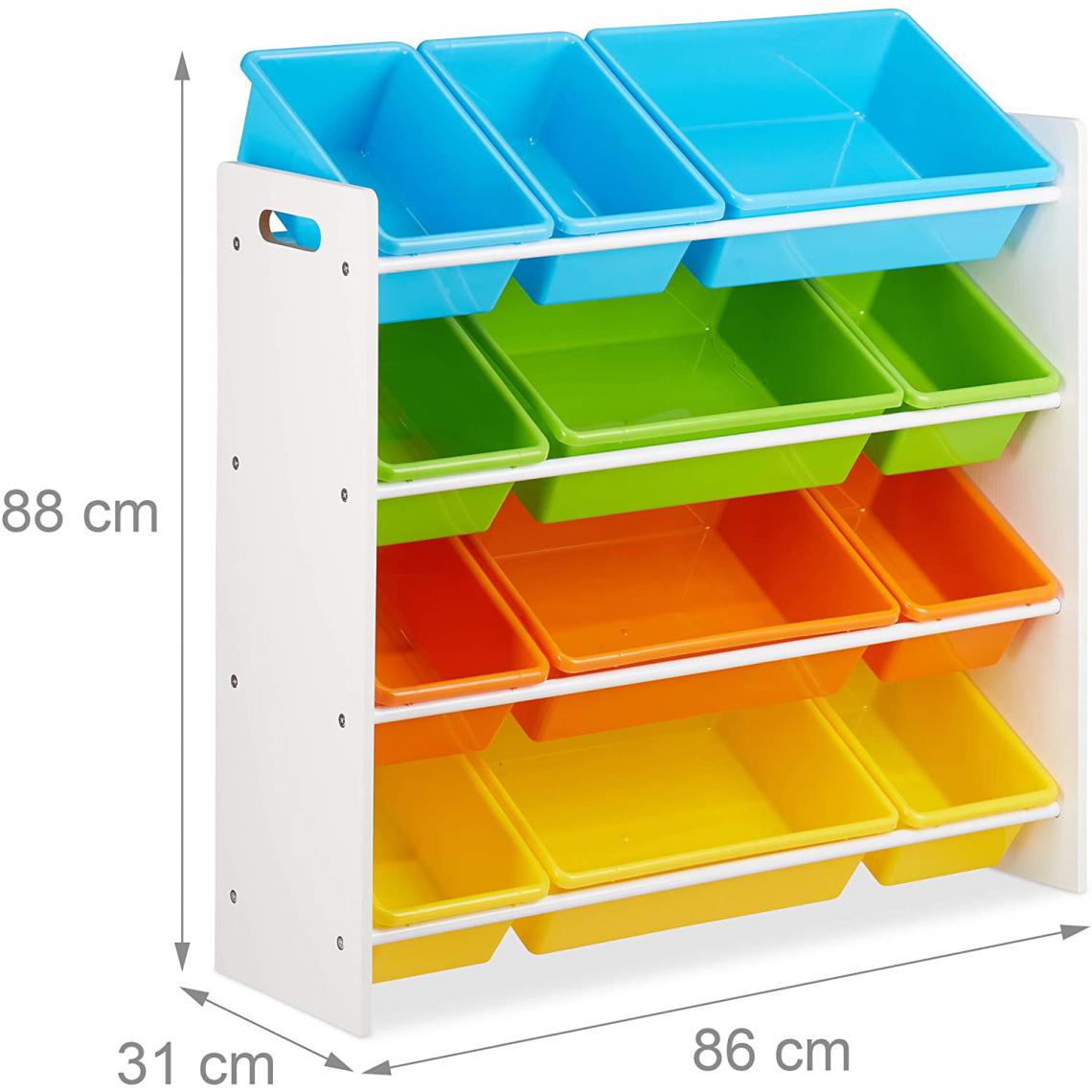 Helloshop26 - Étagère pour enfants organisation 9 boîtes de rangement pour jouets colorées MDF plastique 88 cm multicolore 13_0001178_3 - Etagères