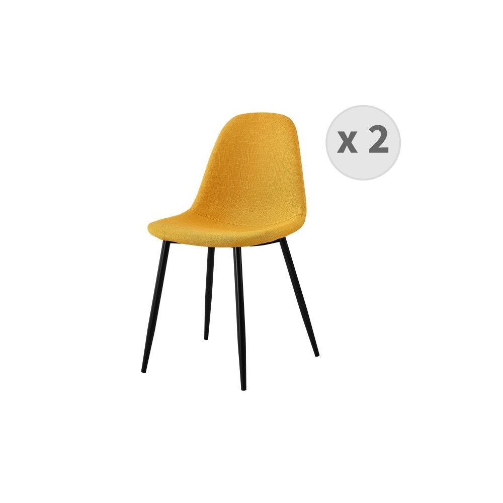 Moloo - Lot X2 chaises Orlando tissu curry pieds métal noir - Chaises