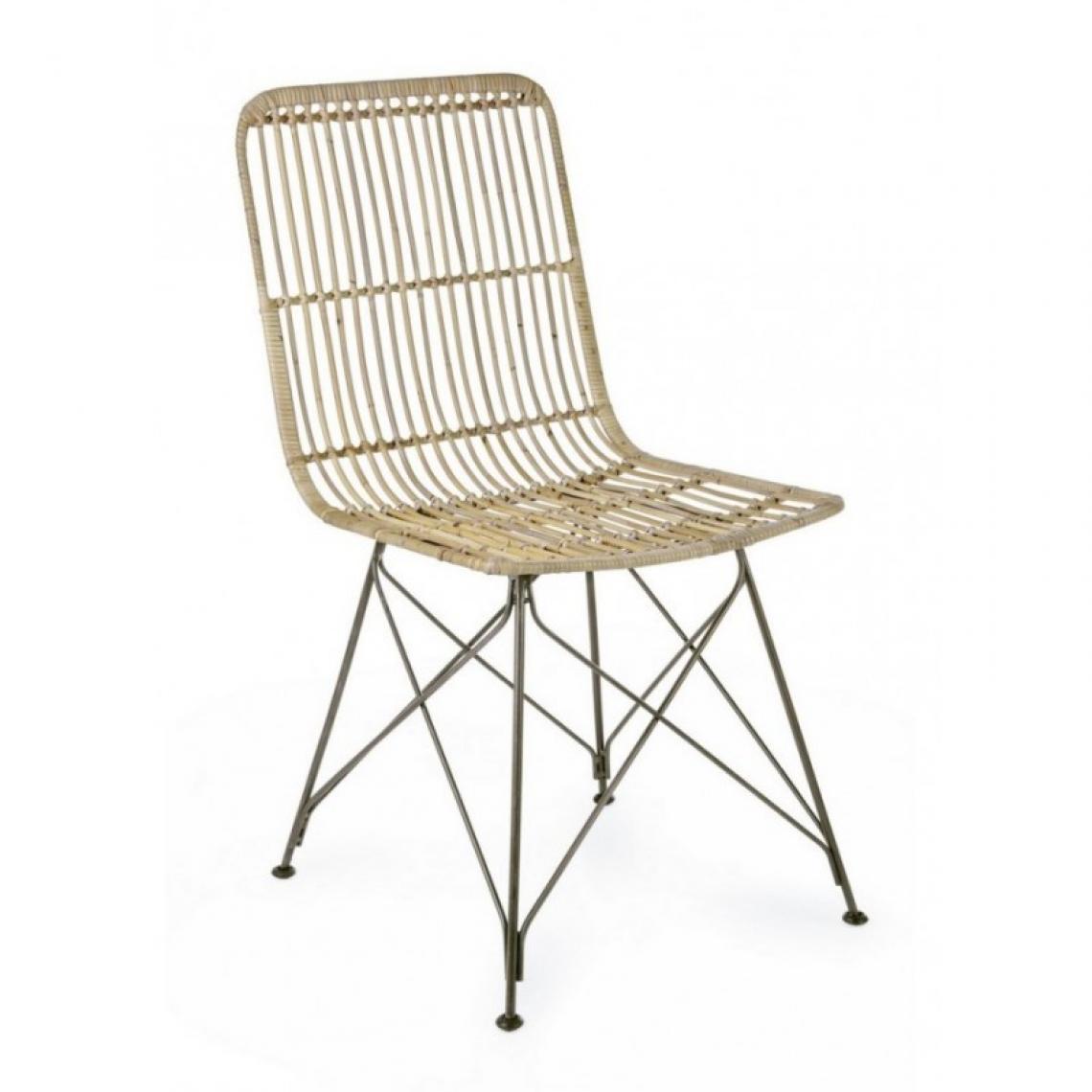 Webmarketpoint - Chaise de style contemporain en acier et kubu naturel LUCILA 45x55x h85 cm - Chaises