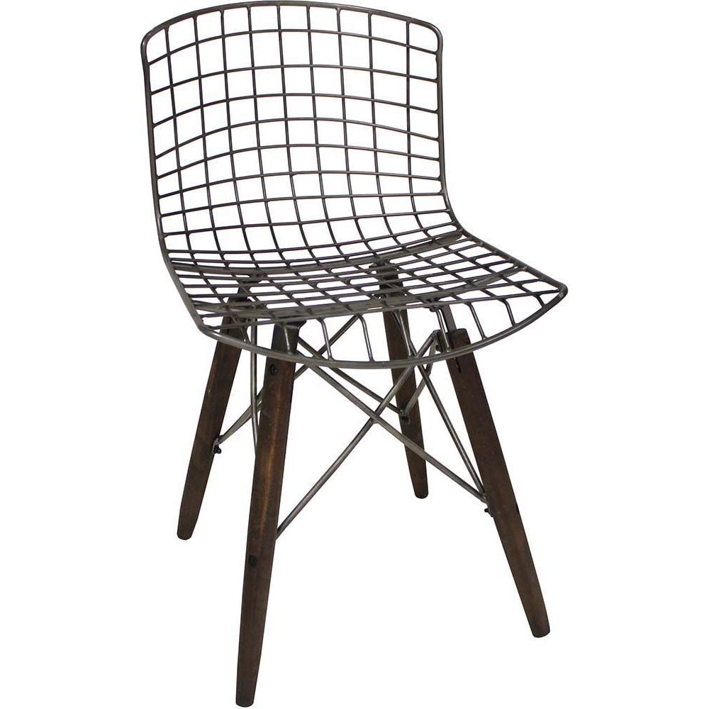 Antic Line Creations - Chaise en métal et bois assise grillagée - Chaises