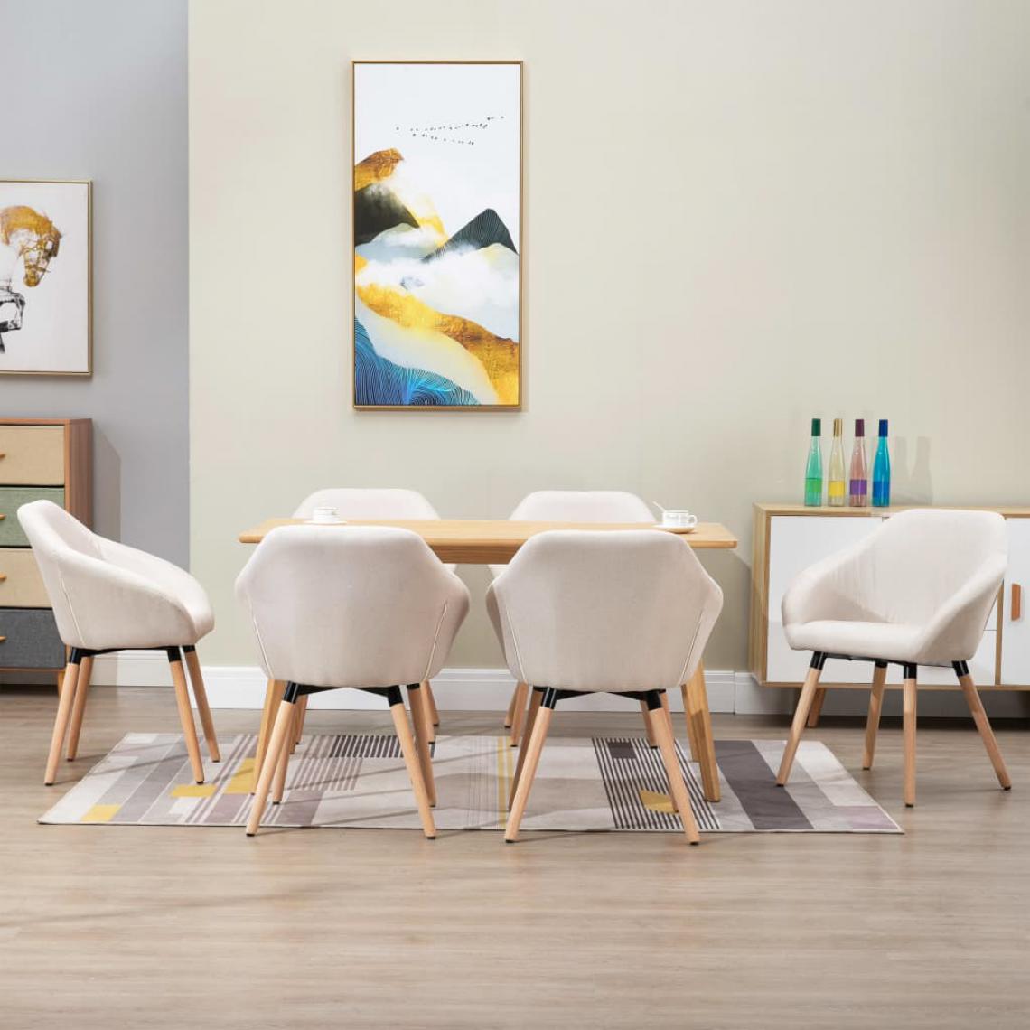 Icaverne - Inedit Fauteuils et chaises gamme Jakarta Chaises de salle à manger 6 pcs Crème Tissu - Chaises