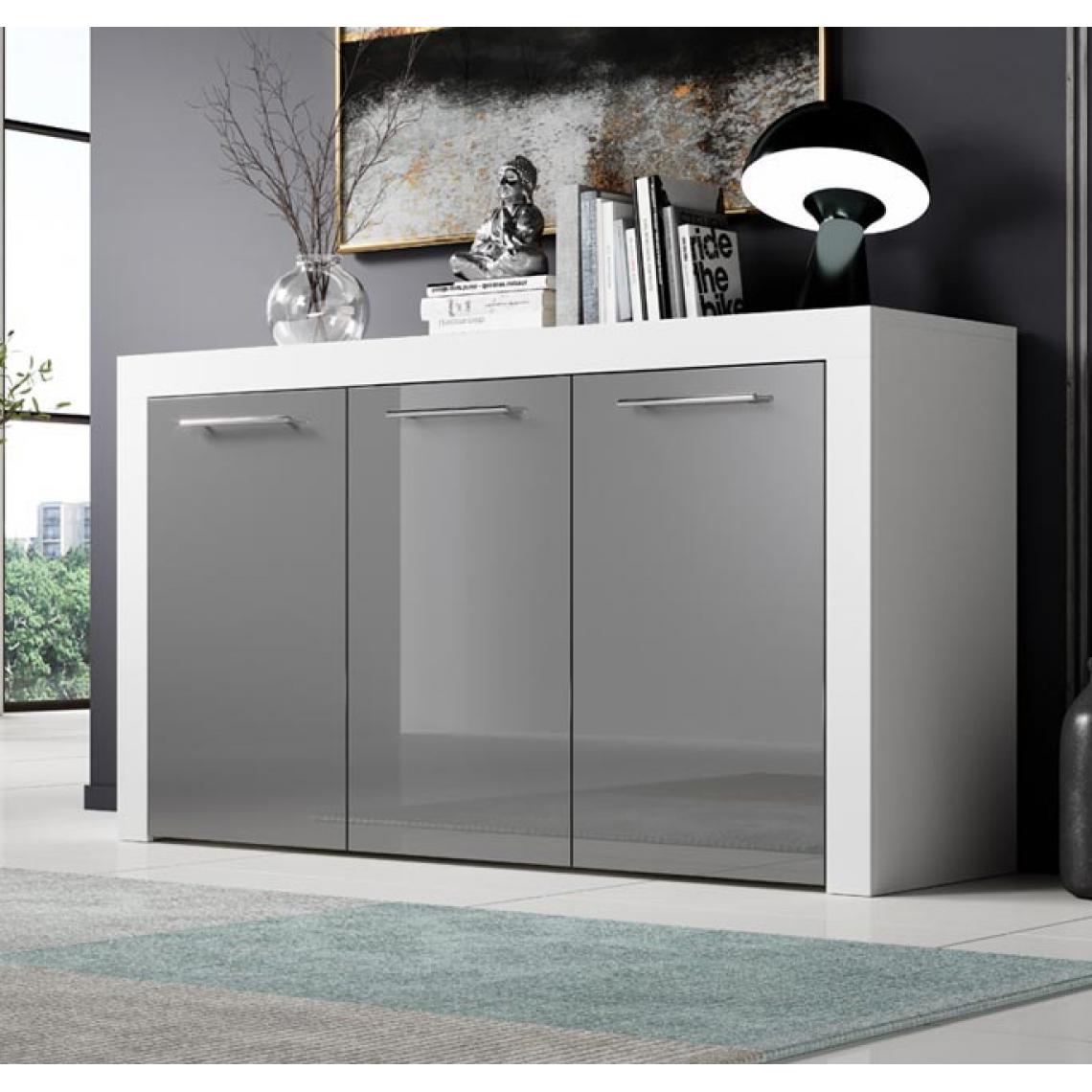Design Ameublement - Bahut modèle Nelia couleur blanc et gris - Buffets, chiffonniers