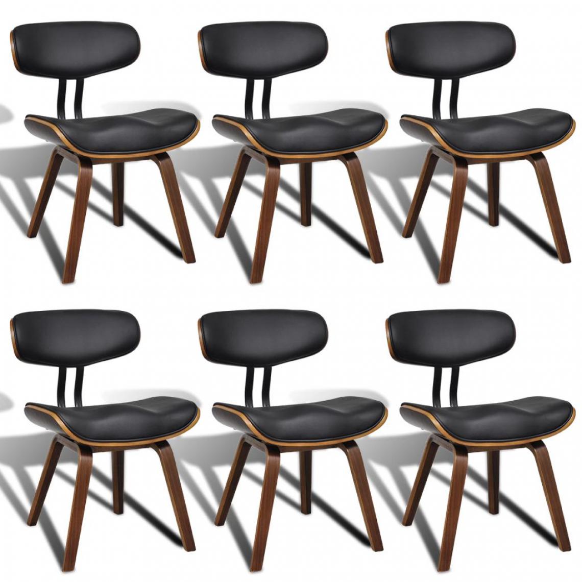 Chunhelife - Chaises de salle à manger 6 pcs Bois courbé et similicuir - Chaises