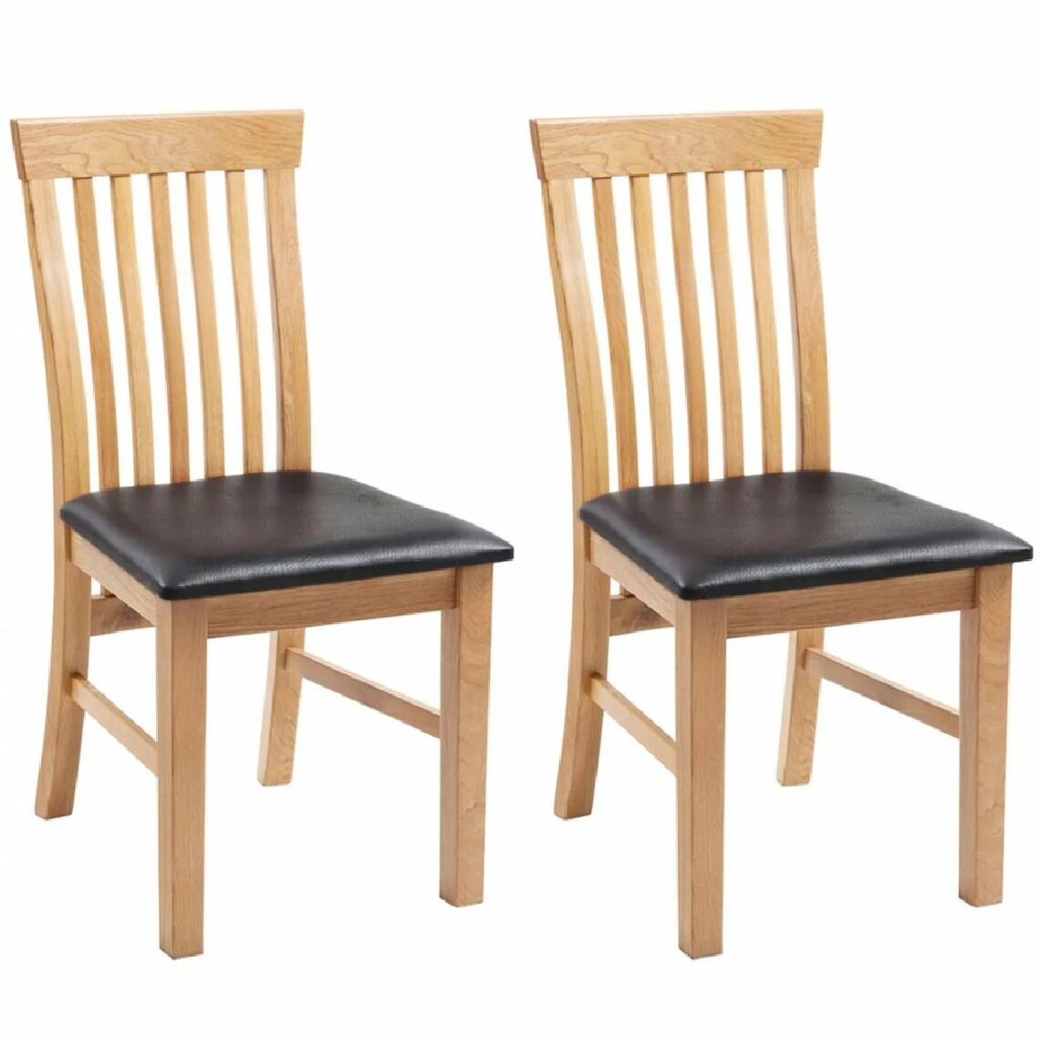 Helloshop26 - Lot de deux chaises de salle à manger bois de chêne cuir artificiel 1902124/2 - Chaises