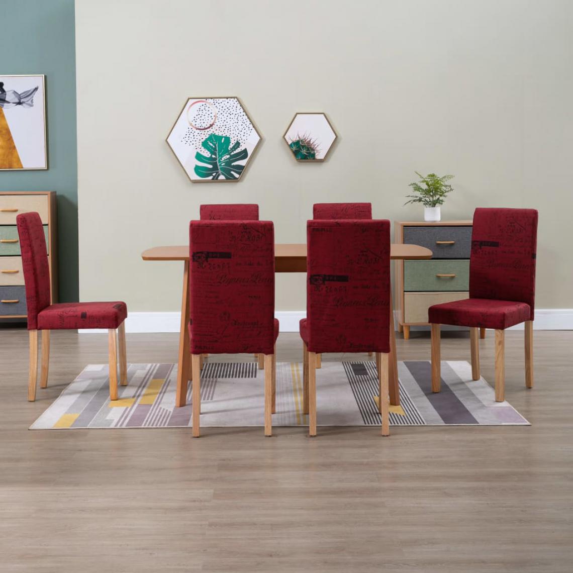 Icaverne - Moderne Fauteuils et chaises gamme Tegucigalpa Chaises de salle à manger 6 pcs Rouge bordeaux Tissu - Chaises