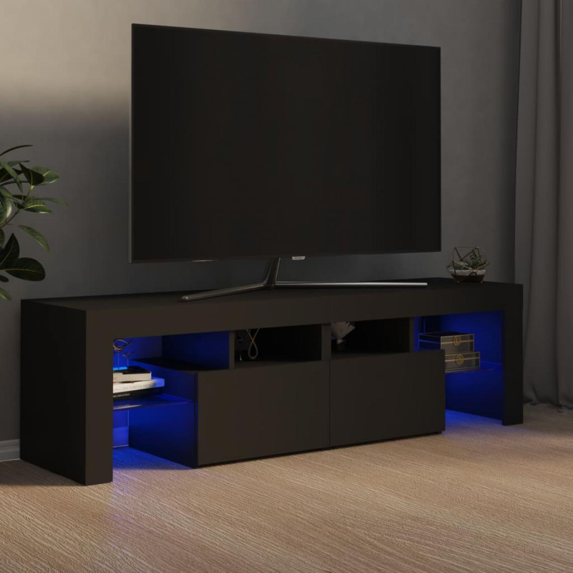 Vidaxl - vidaXL Meuble TV avec lumières LED Gris 140x35x40 cm - Meubles TV, Hi-Fi
