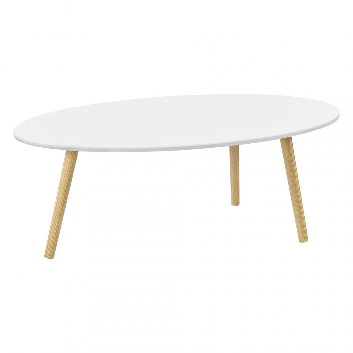 Helloshop26 - Table basse pour salon avec pieds bois MDF revêtu PVC 110 cm blanc 03_0006153 - Tables basses