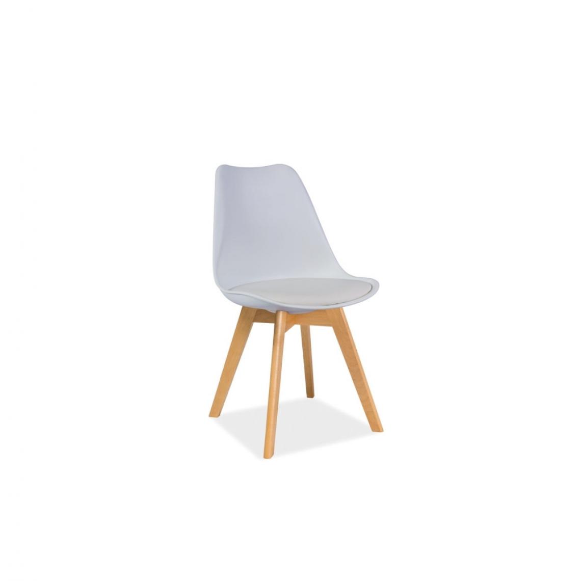 Ac-Deco - Chaise - Kris - 49 x 41 x 83 cm - Cadre en bois couleur hêtre - Blanc - Chaises