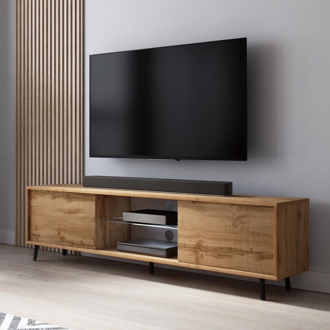 Selsey - Meuble tv - LEFYR - 140 cm - chêne wotan - éclairage LED - Meubles TV, Hi-Fi
