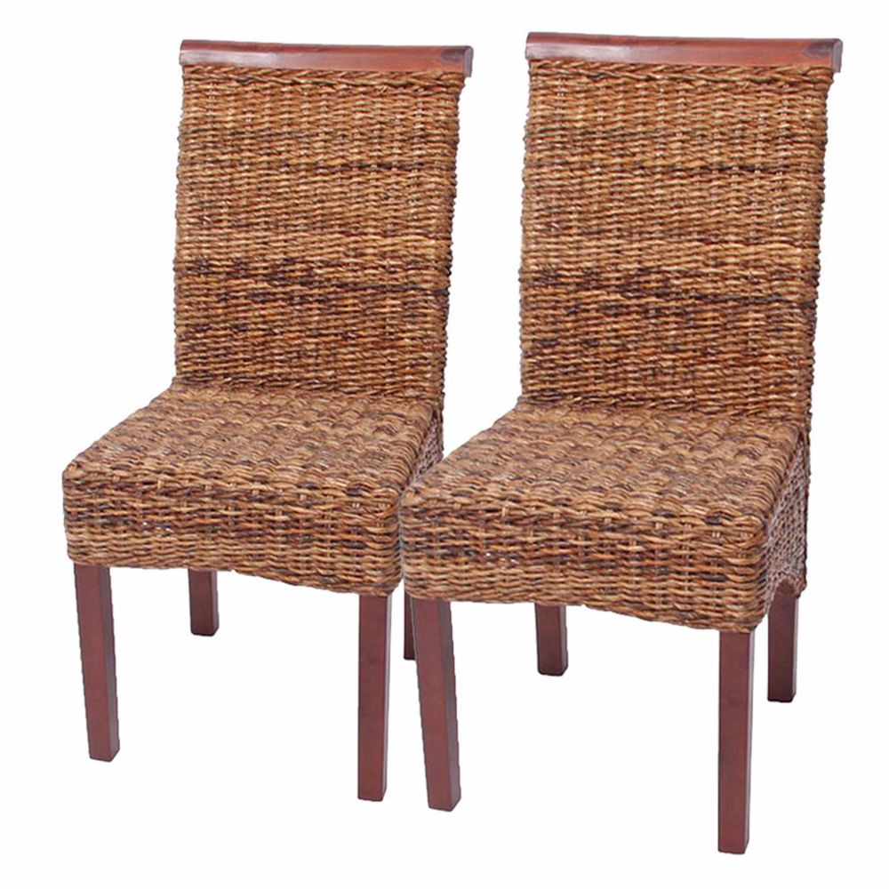 Mendler - Lot de 2 chaises M45, banane tressée, 47x54x93cn, pieds marrons - Chaises