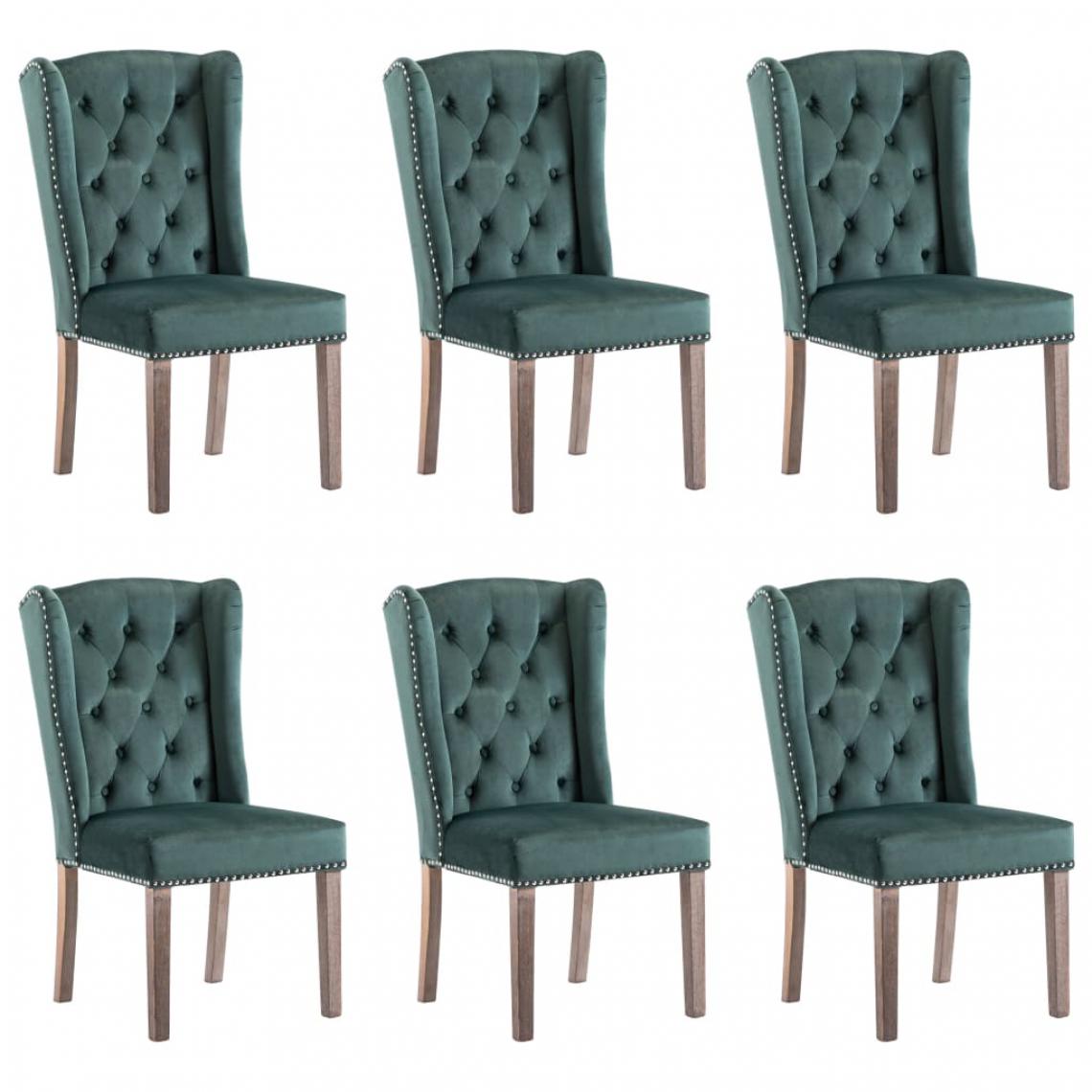 Icaverne - Moderne Fauteuils et chaises categorie Monrovia Chaises de salle à manger 6 pcs Vert foncé Velours - Chaises