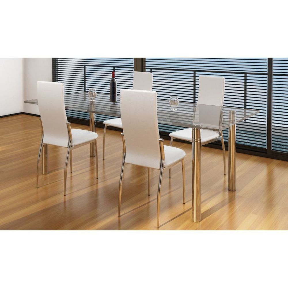 marque generique - Icaverne - Chaises de cuisine et de salle à manger ensemble Chaise de salle à manger 4 pcs Cuir artificiel Blanc - Chaises