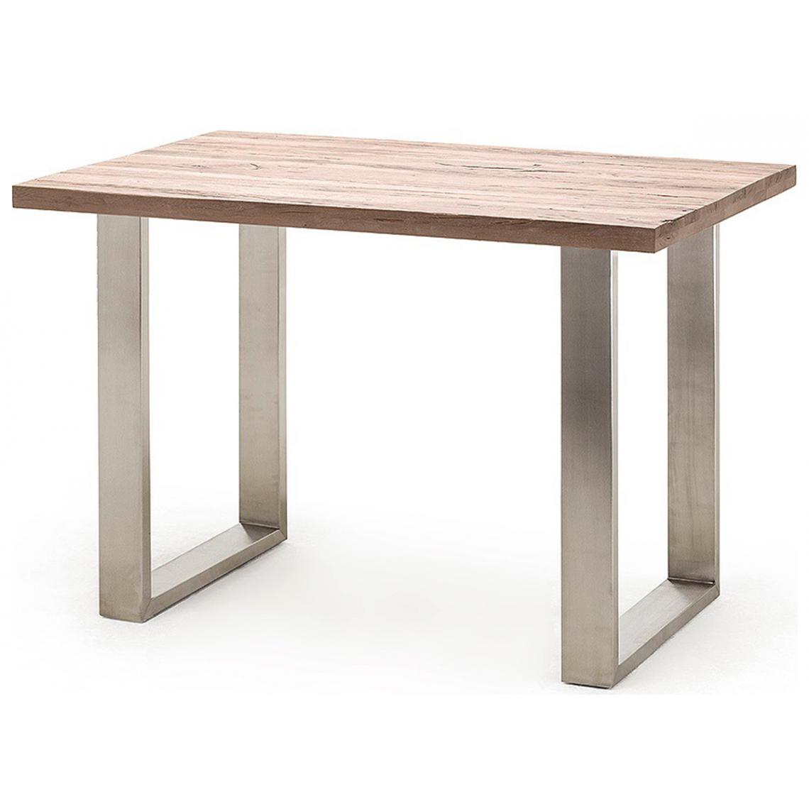 Pegane - Table haute en acier et chêne cérusé - Longueur 160 x Hauteur 107 x Profondeur 100 cm - Tables à manger