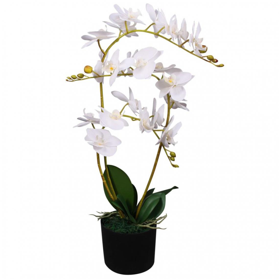 Vidaxl - Plante artificielle avec pot Orchidée 65 cm Blanc - Multicolore - Plantes et fleurs artificielles