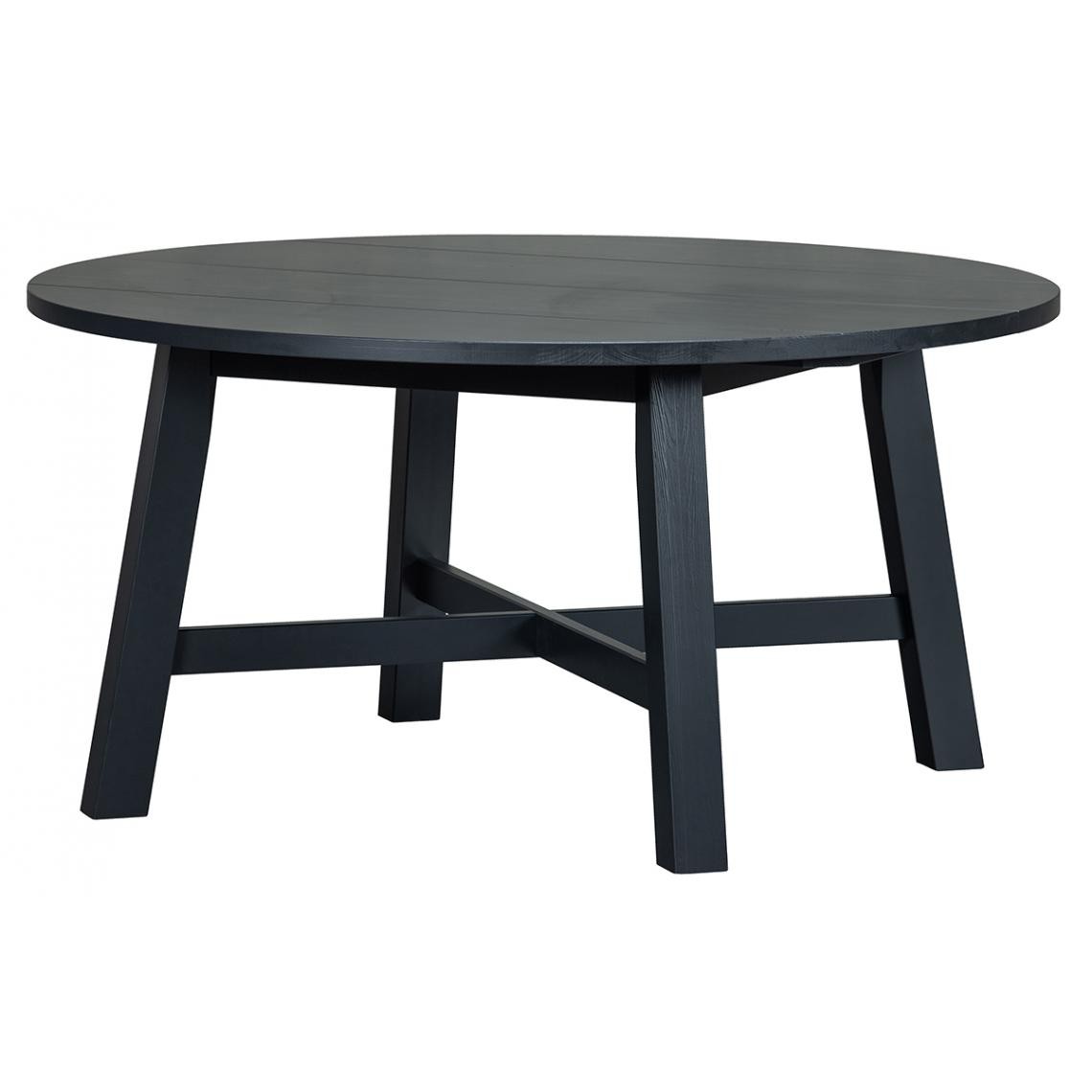 Pegane - Table à manger ronde en pin massif coloris noir mat - Hauteur 75 x ø 150 cm - Tables à manger