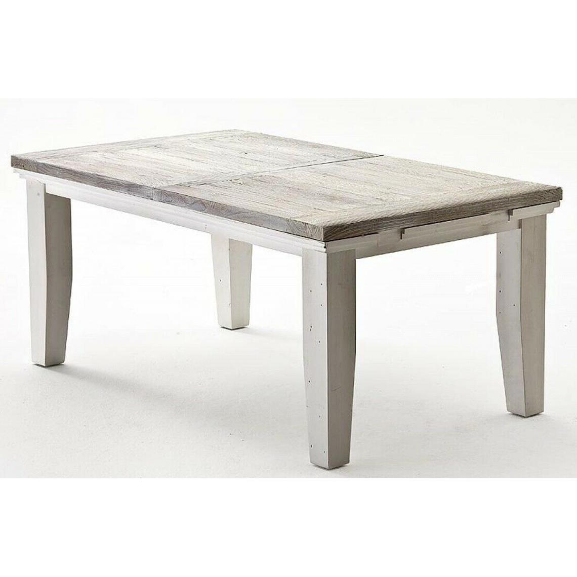 Pegane - Table à manger extensible en pin coloris blanc - L.180-220 x H.79 x P.105 cm - Tables à manger