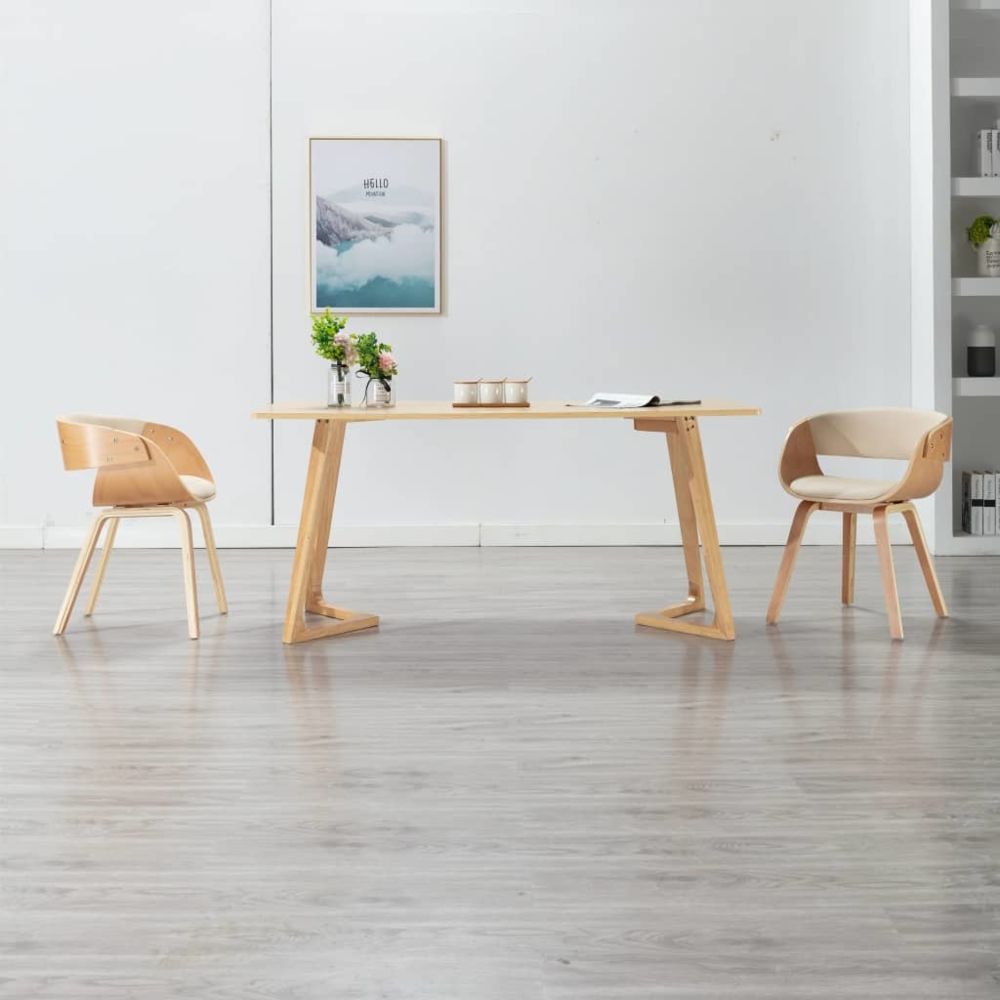 marque generique - Moderne Fauteuils et chaises collection Manama Chaises de salle à manger 2 pcs Crème Bois courbé et similicuir - Chaises