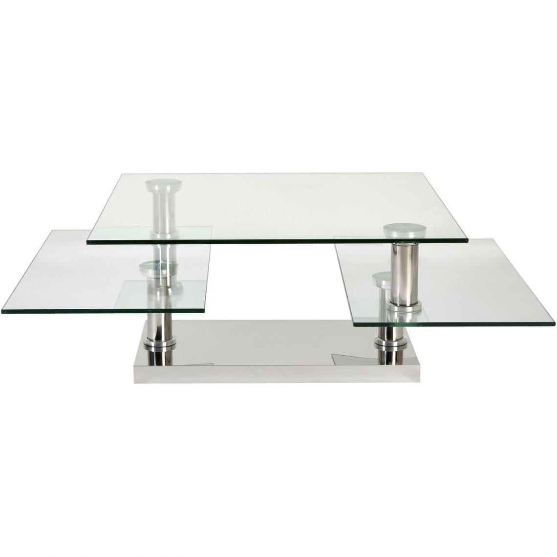 ATHM DESIGN - Table basse BURBANE Gris - plateau Verre pieds Metal 80 x 80 - Tables basses