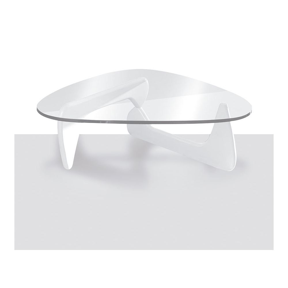 Happymobili - Table basse design blanc laqué et verre trempé GENEVE 2 - Tables basses