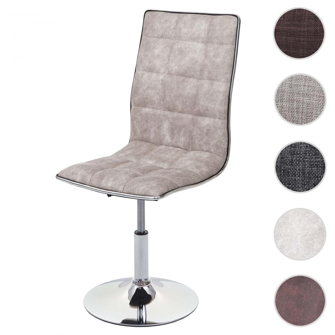 Mendler - Chaise de salle à  manger HWC-C41, pivotante et réglable en hauteur, tissu/textile ~ gris vintage - Chaises