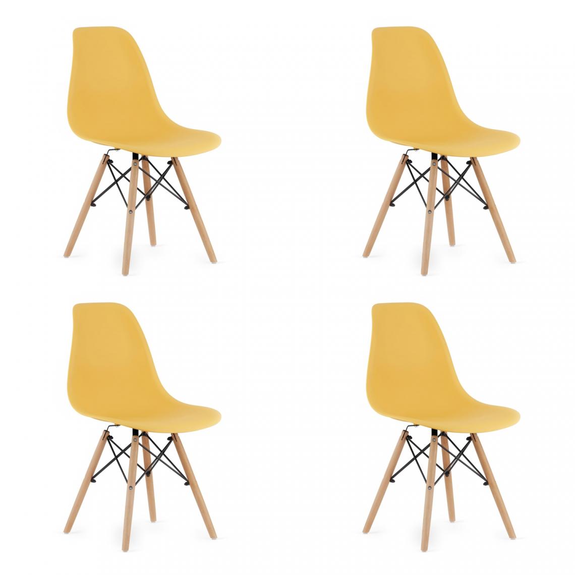 Hucoco - OSATA - Lot de 4 chaises en PP style moderne salon/cuisine - 81x54x46 cm - Chaise de salle à manger - Jaune - Chaises