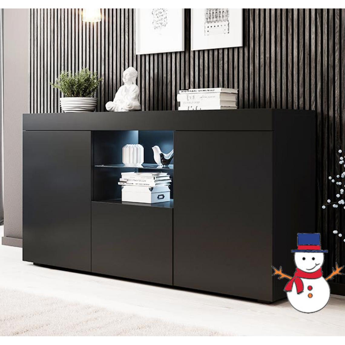 Design Ameublement - Bahut modèle Natolia couleur noir mat 150x80cm - Buffets, chiffonniers