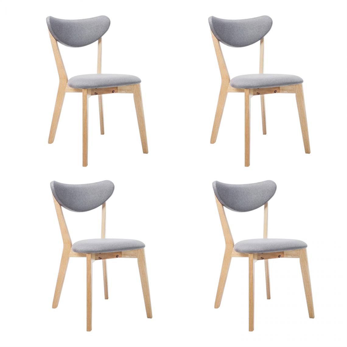 Hucoco - BRANTO - Lot de 4 chaises en bois - Style scandinave - 76x45x40 cm - Tissu haute qualité - Gris - Chaises