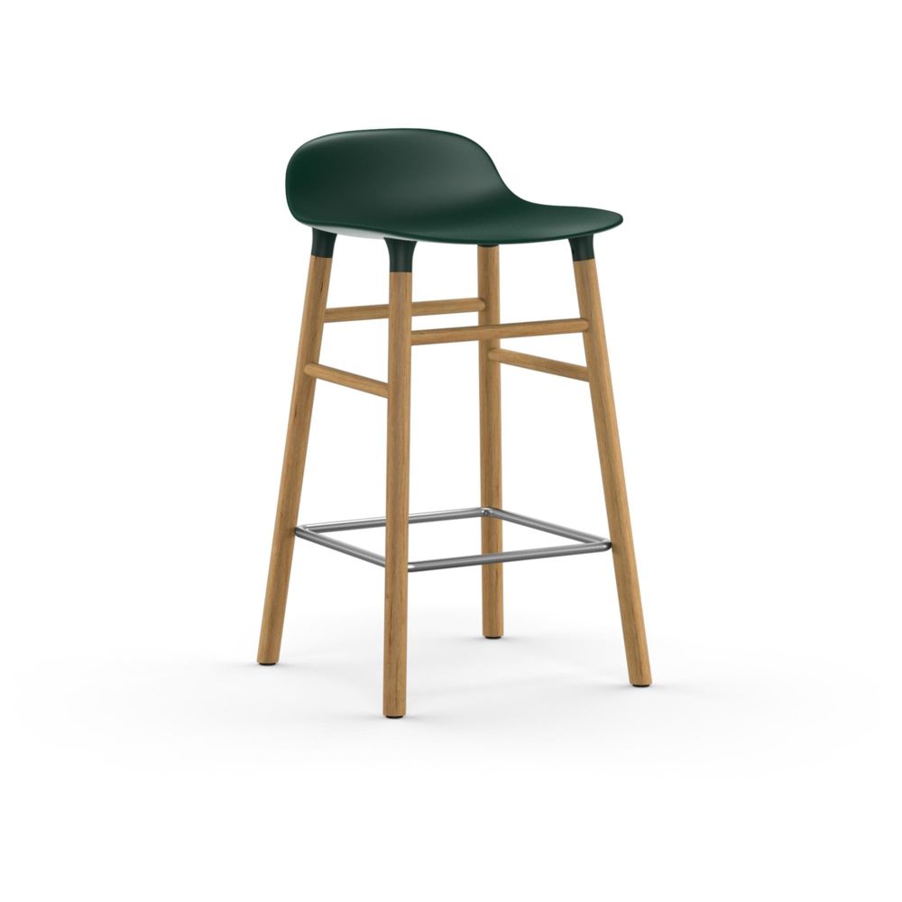 Normann Copenhagen - Chaise de bar Form avec structure en bois - vert - 65 cm - Chêne - Tabourets