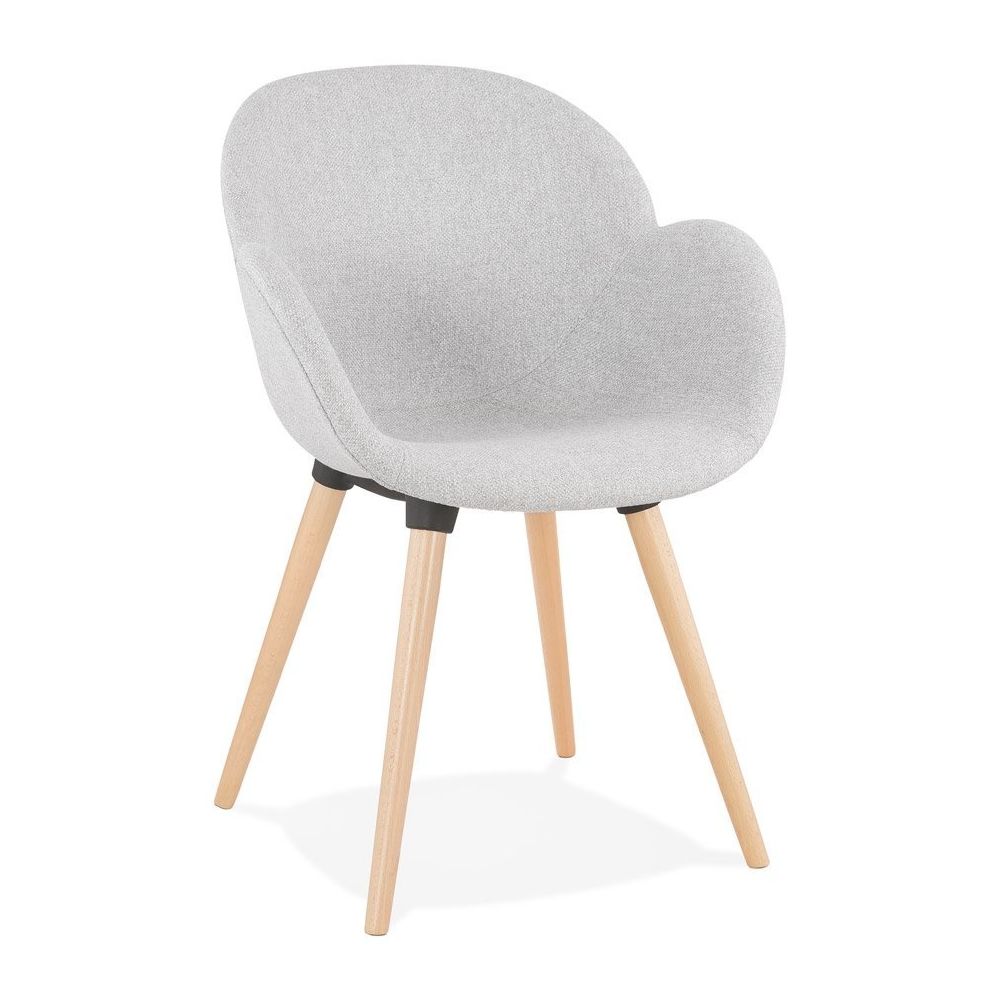 Alterego - Chaise design scandinave 'TAPIOCA' en tissu gris clair - Chaises