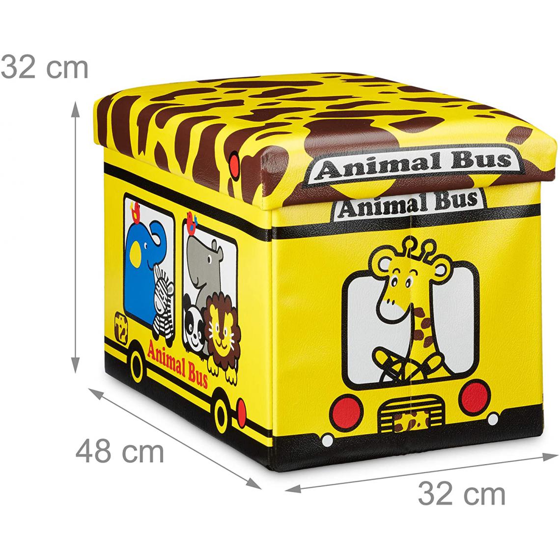 Helloshop26 - Coffre à jouets similicuir boîte couvercle tabouret pouf enfant pliable jaune 13_0000781_6 - Tabourets