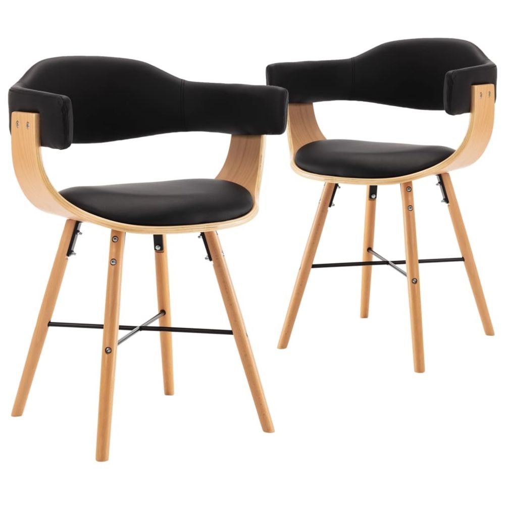 marque generique - Magnifique Fauteuils et chaises reference Varsovie Chaises de salle à manger 2 pcs Noir Similicuir et bois courbé - Chaises