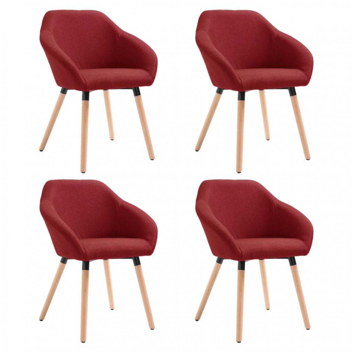 Icaverne - Icaverne - Chaises de cuisine collection Chaises de salle à manger 4 pcs Rouge bordeaux Tissu - Chaises