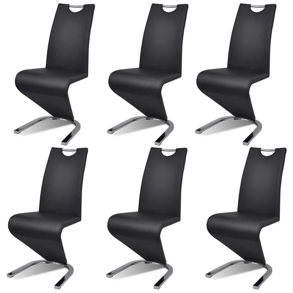 marque generique - Icaverne - Chaises de cuisine et de salle à manger gamme Chaise de salle à manger 6pcs Cantilever Cuir synthétique Noir - Chaises