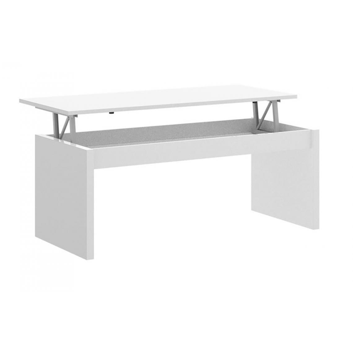 Pegane - Table basse modulable coloris blanc brillant - Longueur 102 x Profondeur 50 x Hauteur 43 cm - Tables basses