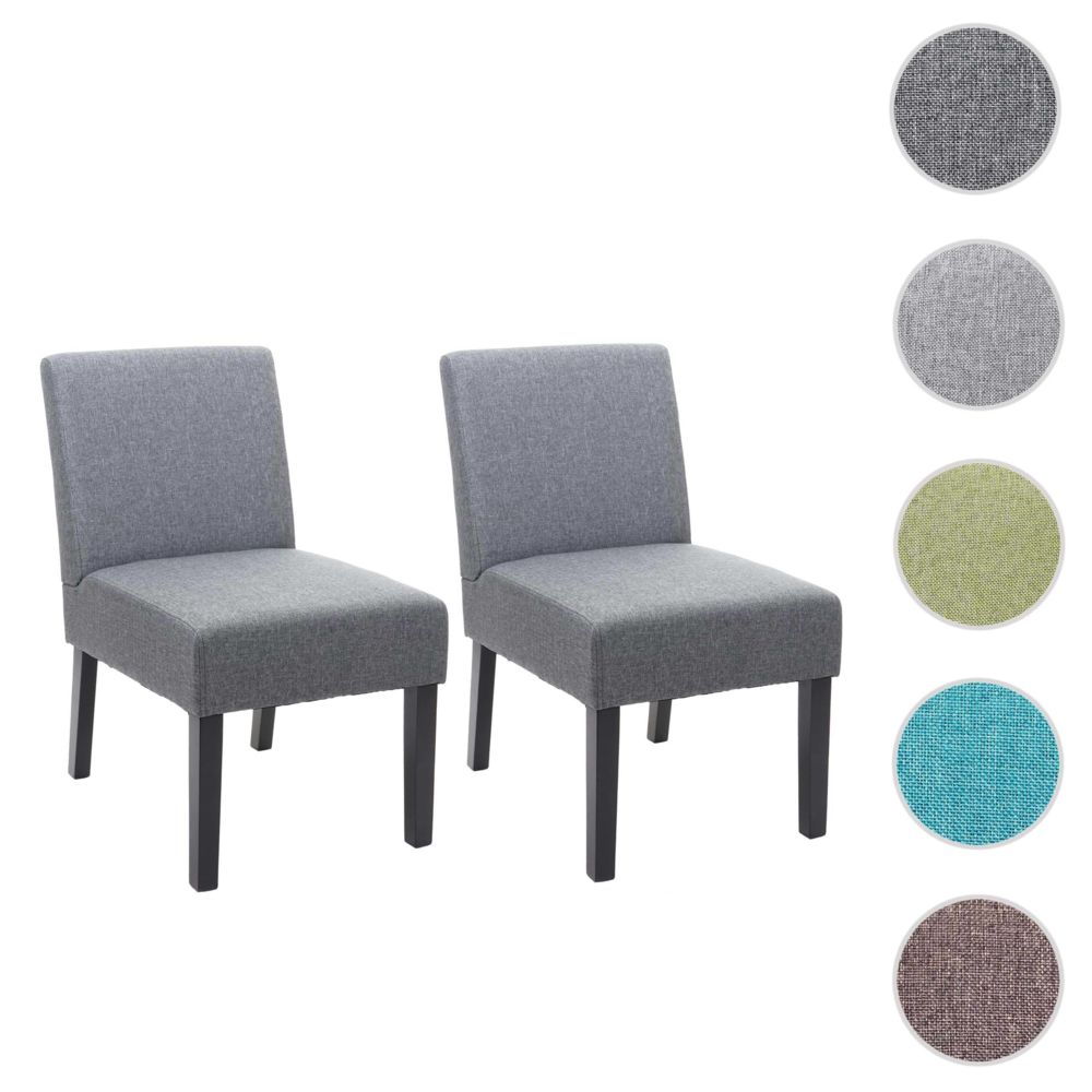 Mendler - 2x chaise de salle à manger HWC-F61, fauteuil lounge, tissu/textil ~ gris foncé - Chaises