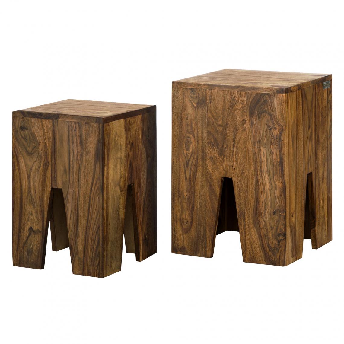 Womo-design - Set 2x tables d'appoint en bois de sheesham massif table basse moderne de salon - Tables basses