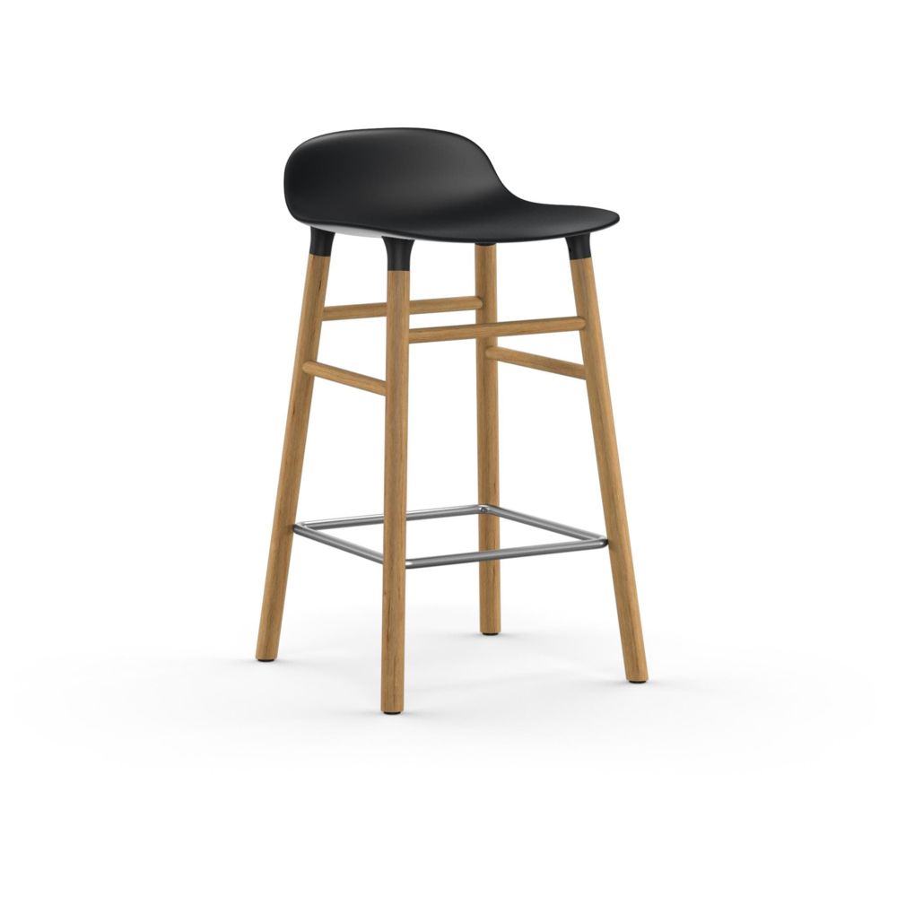 Normann Copenhagen - Chaise de bar Form avec structure en bois - 65 cm - Chêne - noir - Tabourets