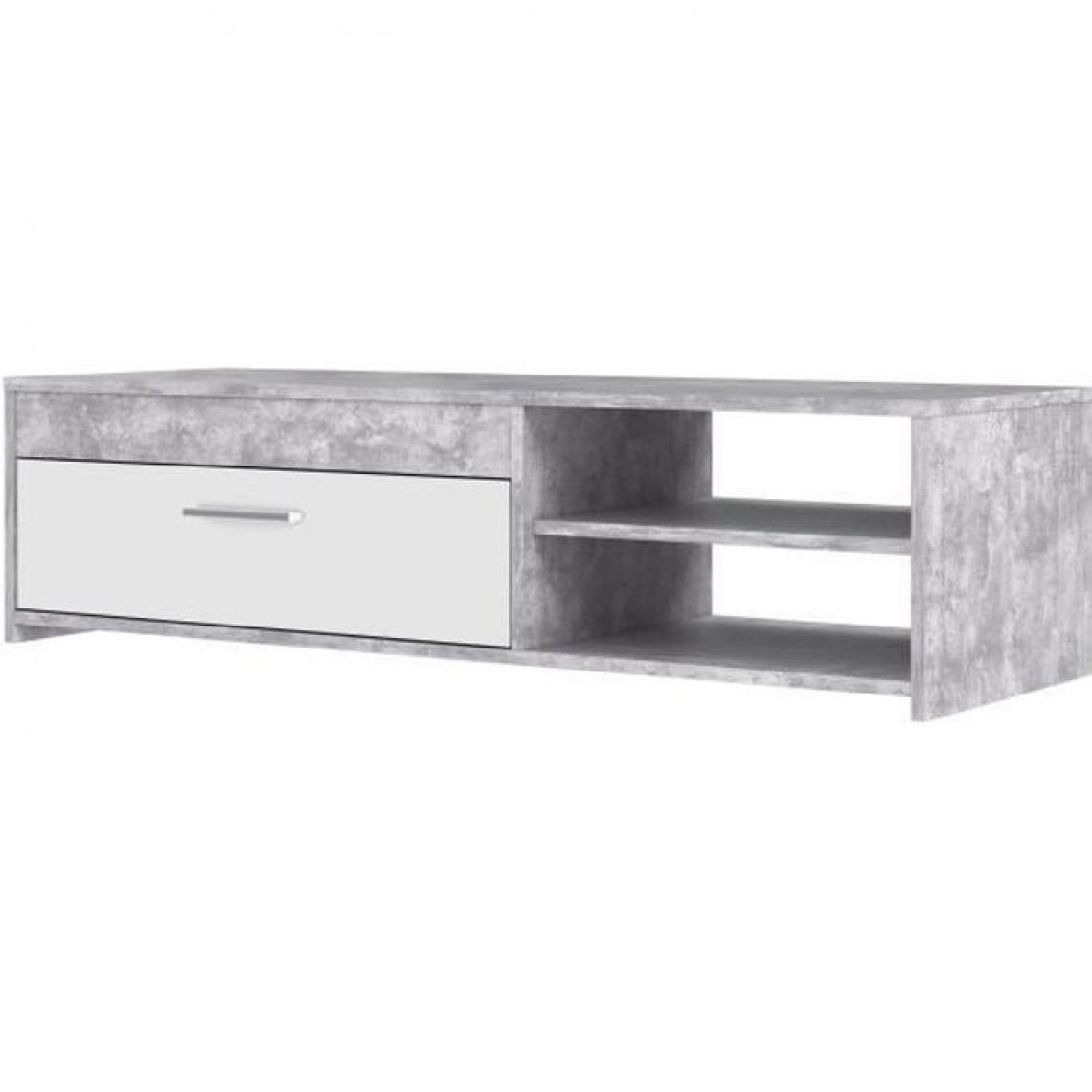 Cstore - CSTORE - meuble tv - contemporain - panneau de particules - blanc / béton gris clair - l 120xp 42, 1xh 31, 8 cm - pilvi - Meubles TV, Hi-Fi