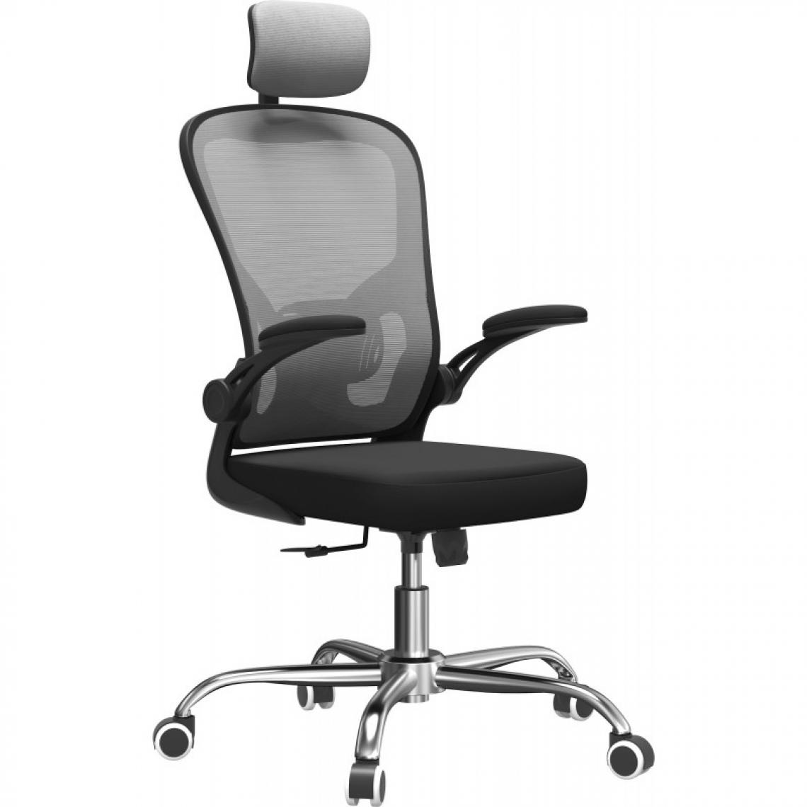 Hucoco - JEANA - Fauteuil de bureau ergonomique - Hauteur ajustable - Avec accoudoirs - Chaise de bureau pivotante - Gris - Chaises