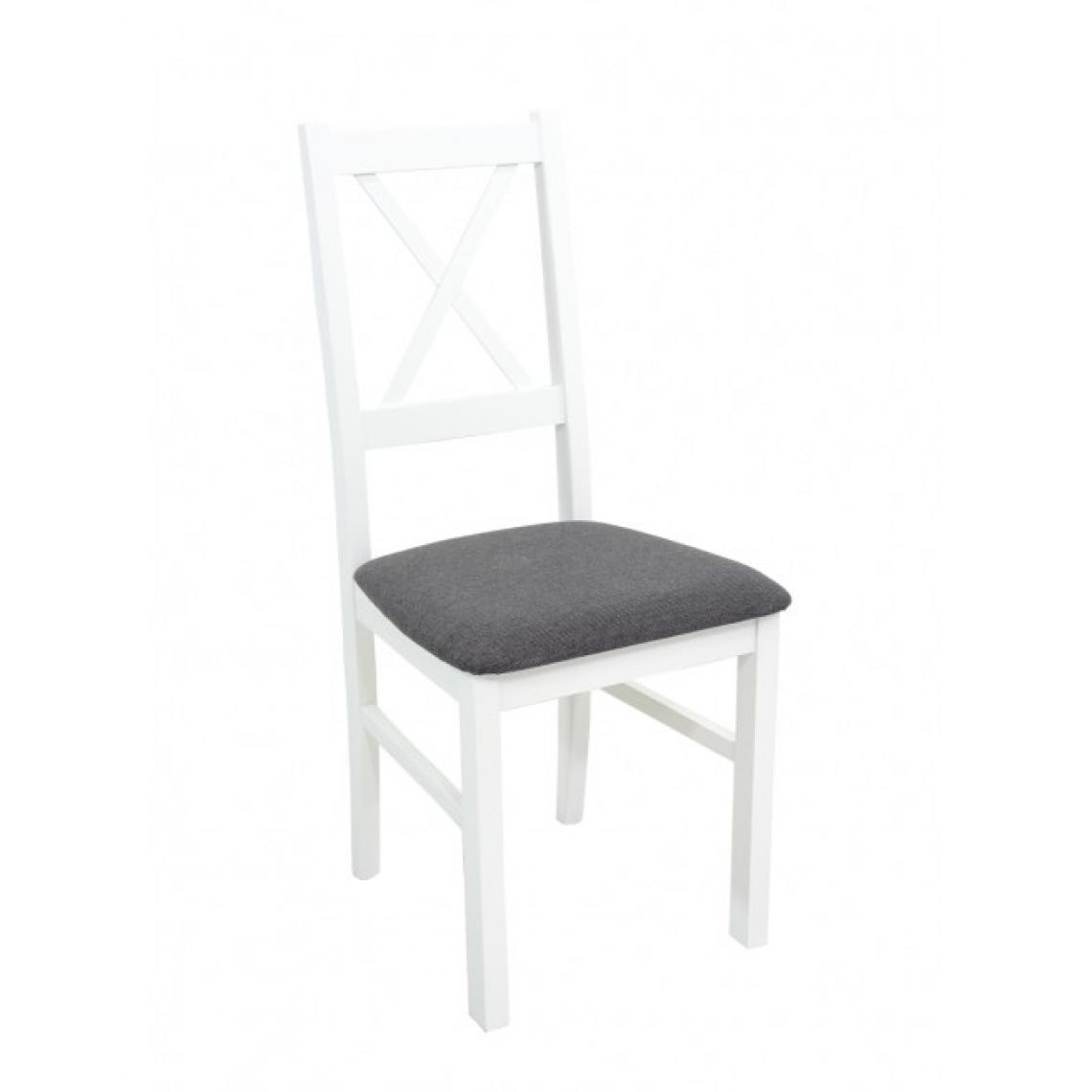 Hucoco - FIORI - Chaise en bois style classique salle à manger cm - 43x40x94 - Assise rembourrée - Blanc - Chaises