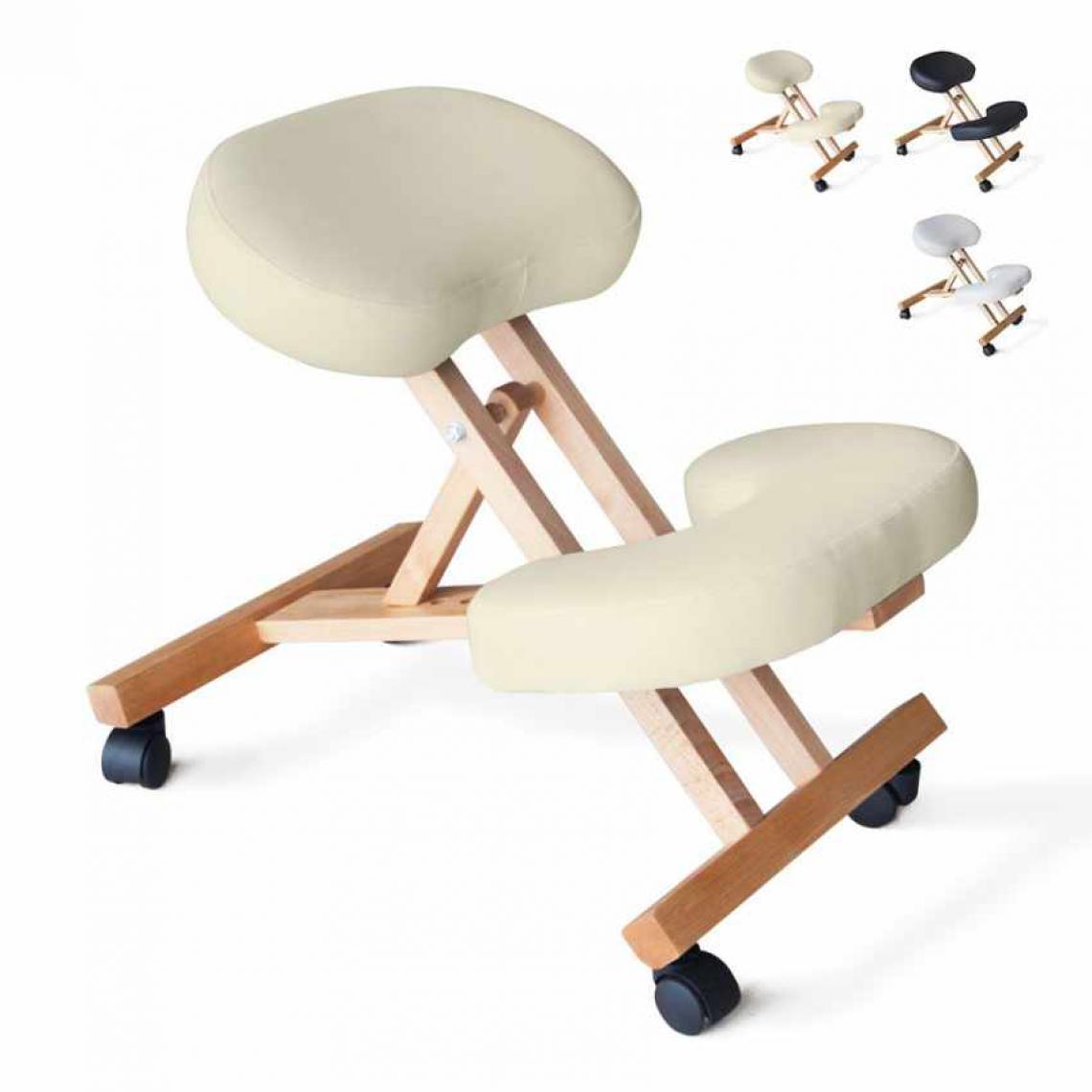 Bodyline - Healt And Massage - Chaise orthopédique de bureau en bois confortable siège ergonomique BALANCEWOOD, Couleur: Beige - Chaises