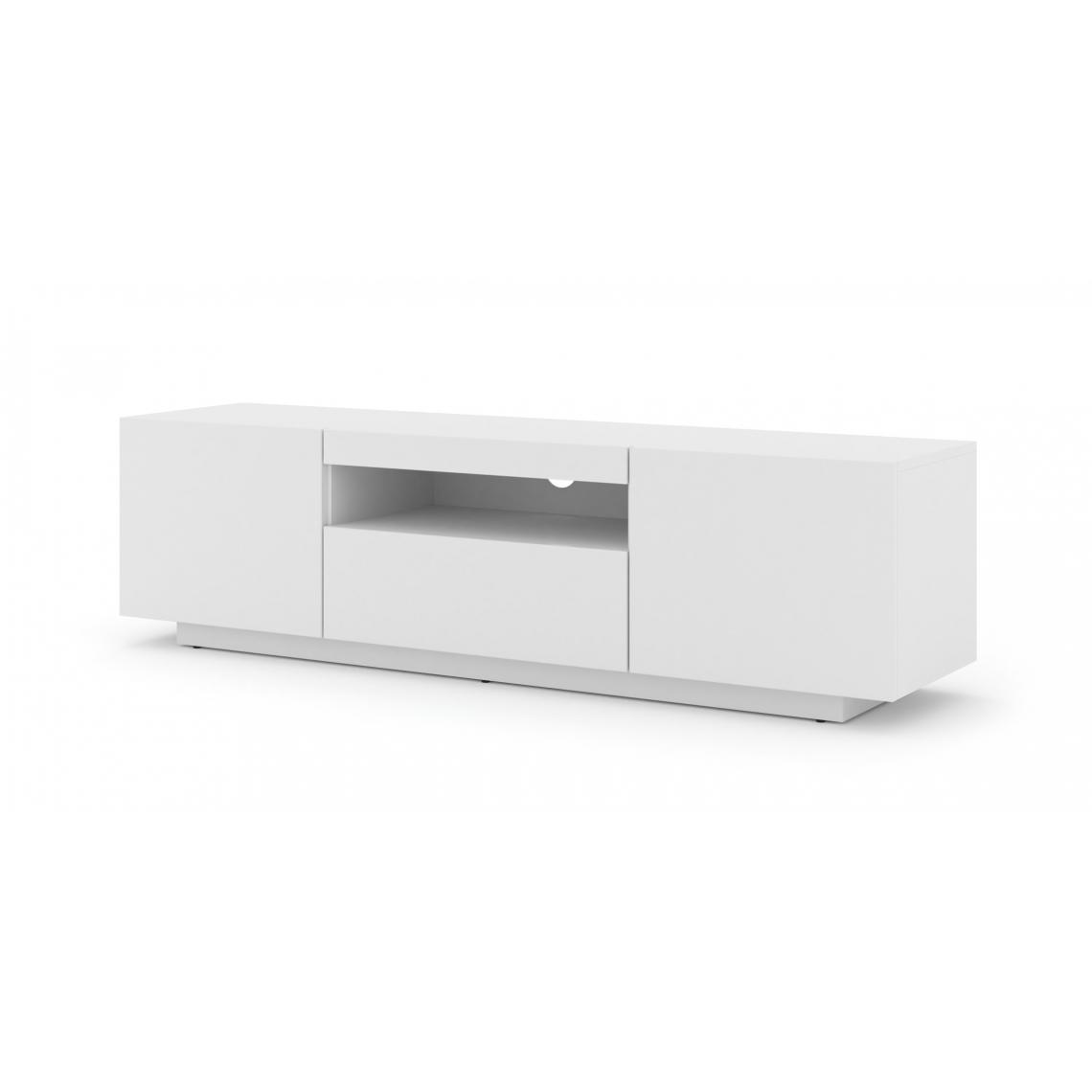 Bim Furniture - Meuble TV bas universel AURA 150 cm à suspendre ou à poser Blanc mat sans LED - Meubles TV, Hi-Fi