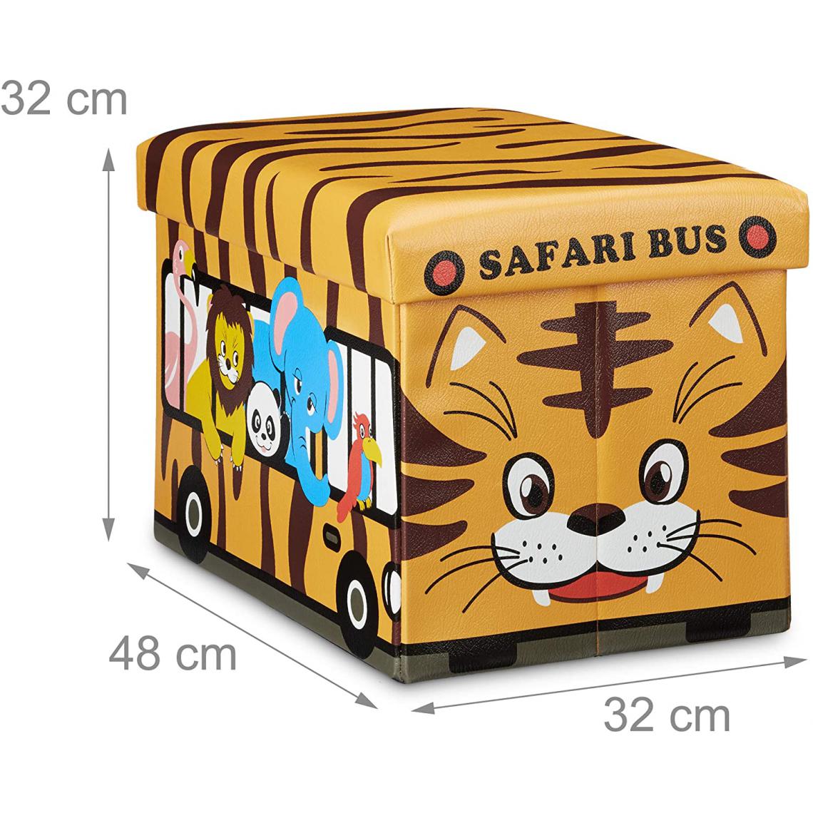 Helloshop26 - Coffre à jouets similicuir boîte couvercle tabouret pouf enfant pliable orange 13_0000781_2 - Tabourets