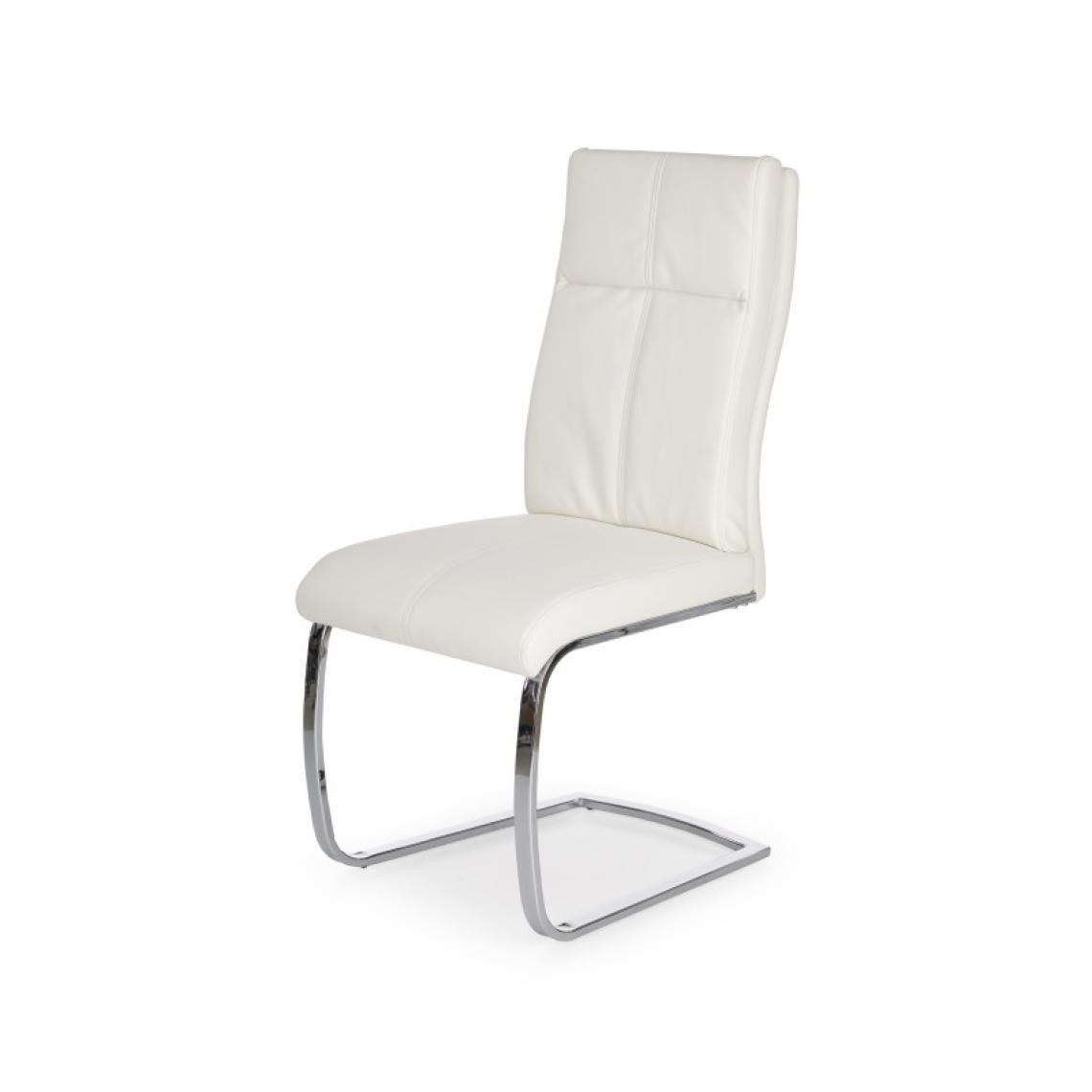Carellia - BASTIEN lot de 2 chaises design en cuir synthétique - Blanc - Chaises
