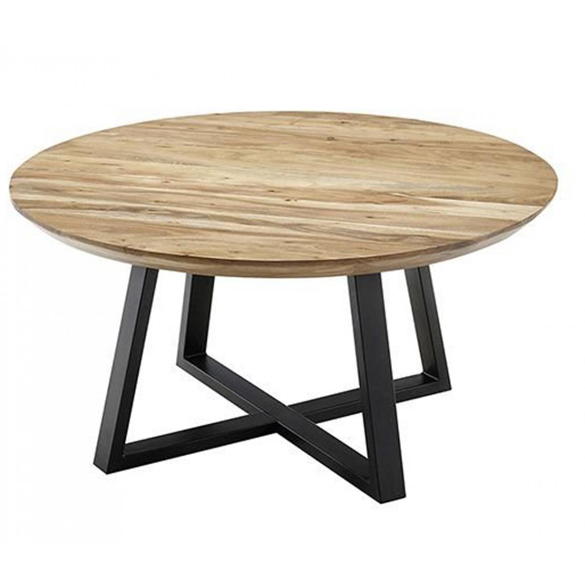 Pegane - Table basse ronde en acacia massif nature - L.90 x H.45 x P.90 cm - Tables basses